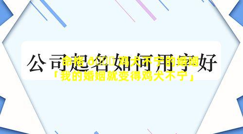 命格 🐟 鸡犬不宁的婚姻「我的婚姻就变得鸡犬不宁」